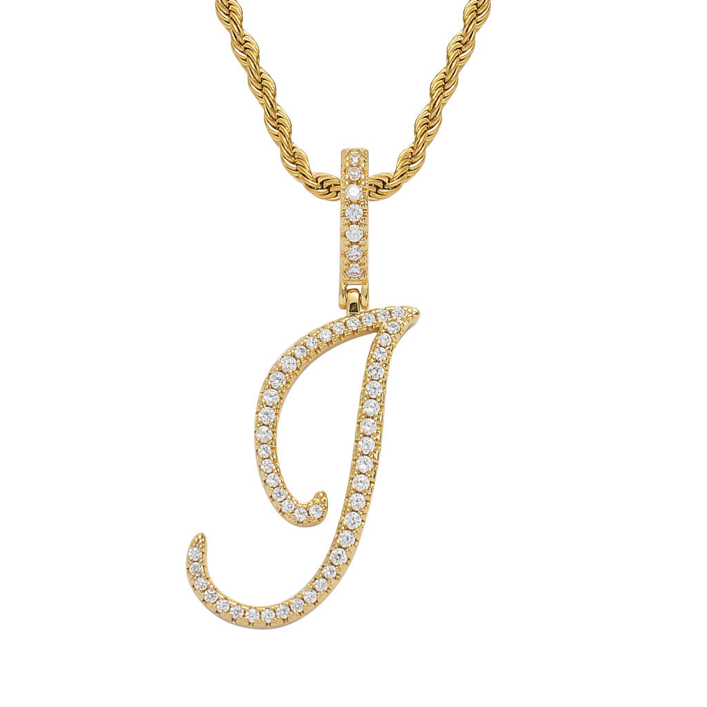 Hip Hop Letter Cubic Zirconia Pendant Necklace for Men and Women