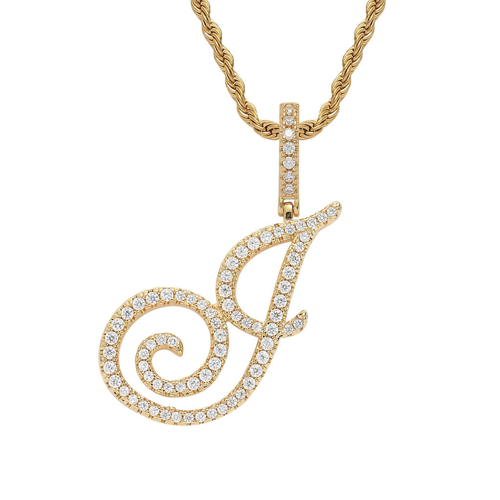 Hip Hop Letter Cubic Zirconia Pendant Necklace for Men and Women