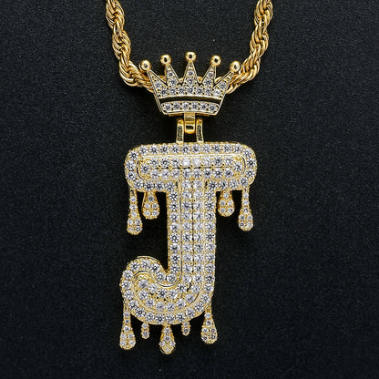 Hip Hop Four Leaf Clover Copper Pendant Necklace for Men and Women