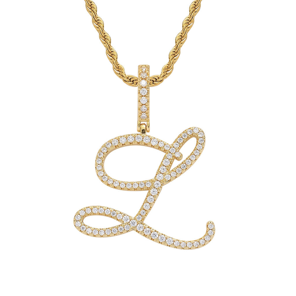 Hip Hop Letter Cubic Zirconia Pendant Necklace for Men and Women