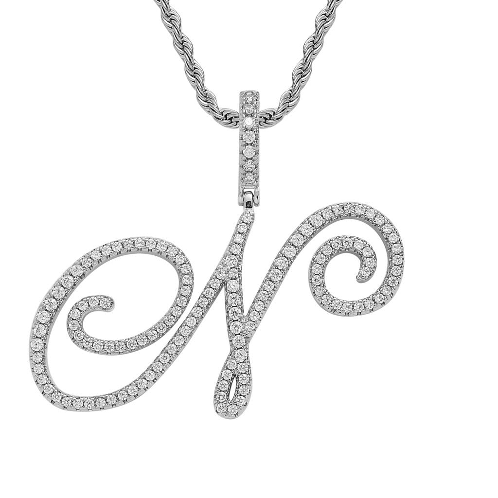 Hip Hop Letter Cubic Zirconia Pendant Necklace for Men and Women