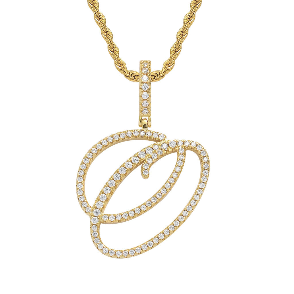 Hip Hop Letter Cubic Zirconia Pendant Necklace for Men and Women