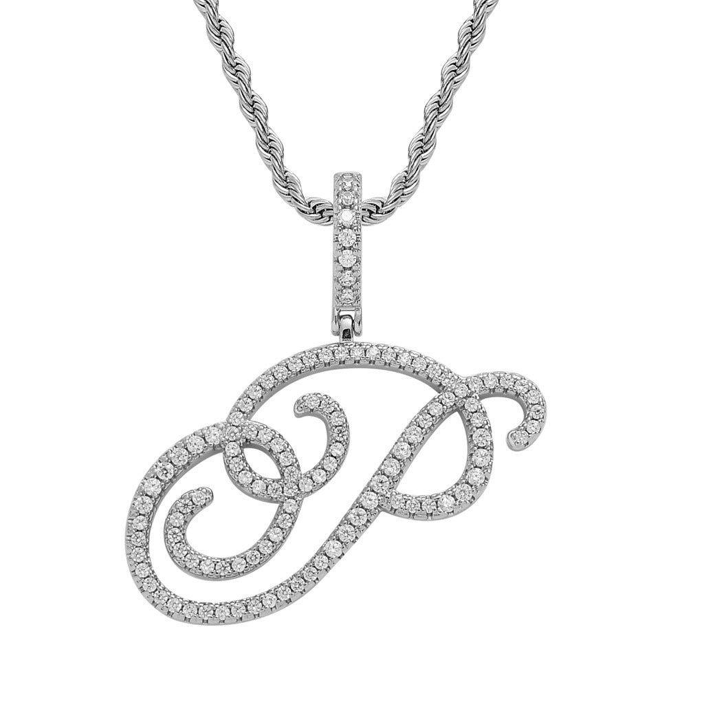 Hip Hop Letter Cubic Zirconia Pendant Necklace for Men and Women