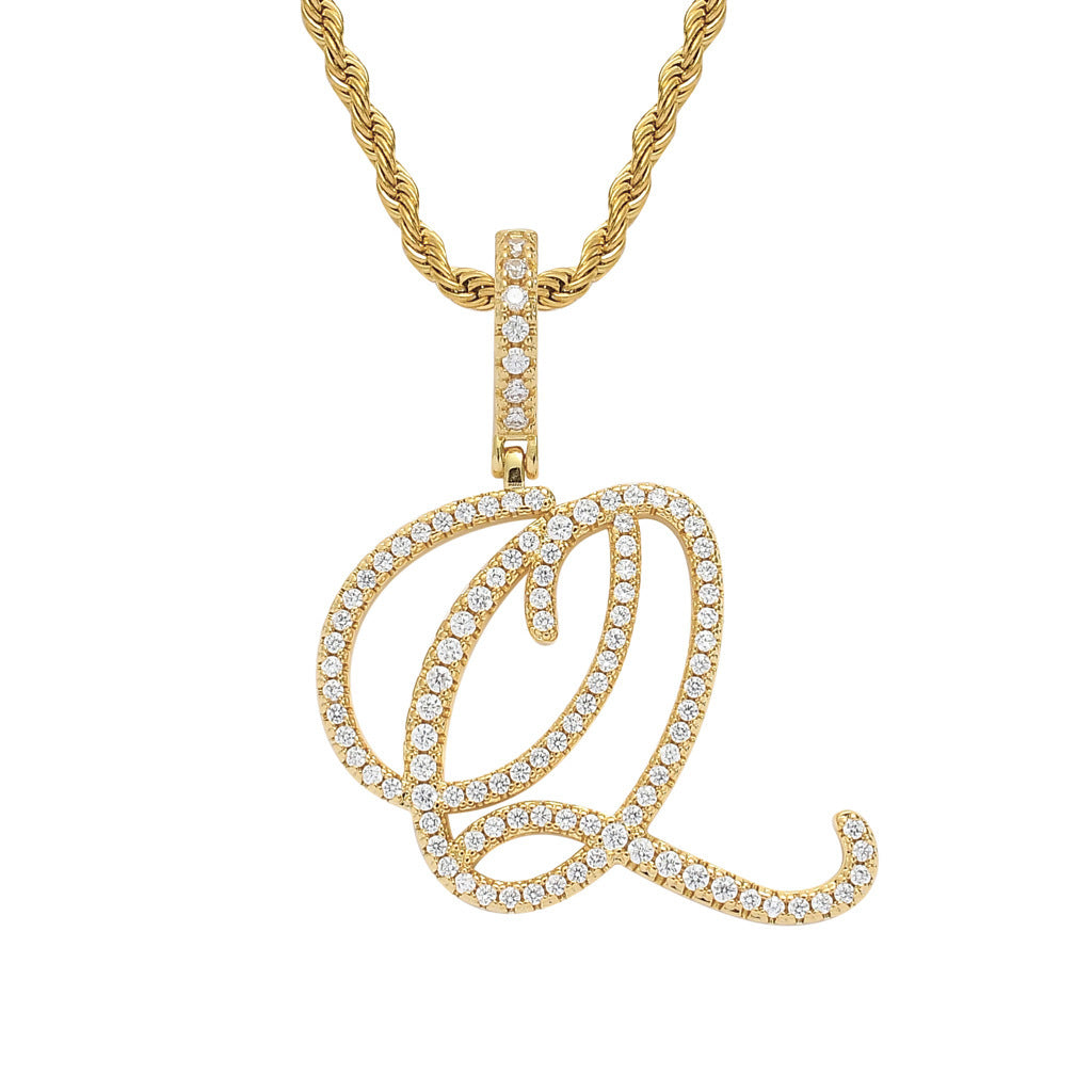 Hip Hop Letter Cubic Zirconia Pendant Necklace for Men and Women