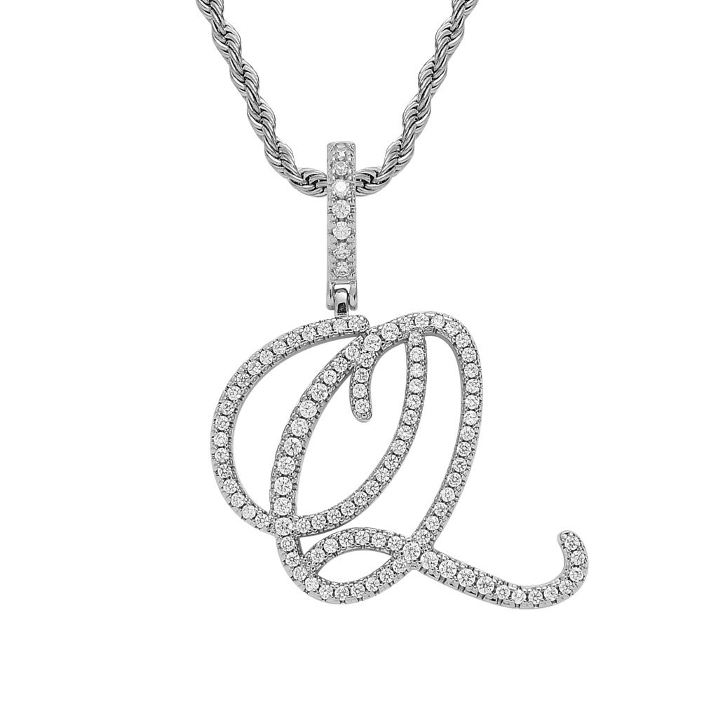 Hip Hop Letter Cubic Zirconia Pendant Necklace for Men and Women