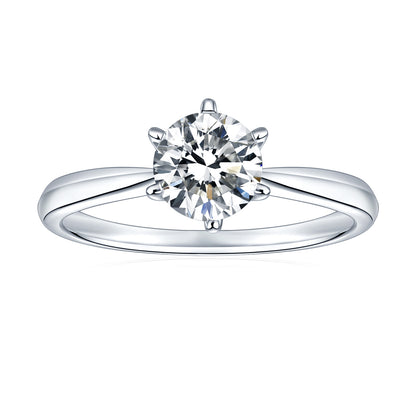 S925 Sterling Silver Moissanite Solitaire Ring for Women, Pav�� Band Engagement Style Ring