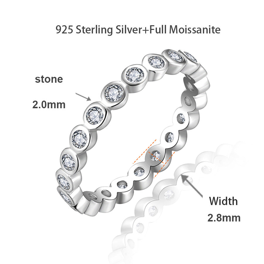Moissanite Bubble Eternity Stack Ring for Women, Bezel Set, S925 Sterling Silver with 18K Gold Plating product image