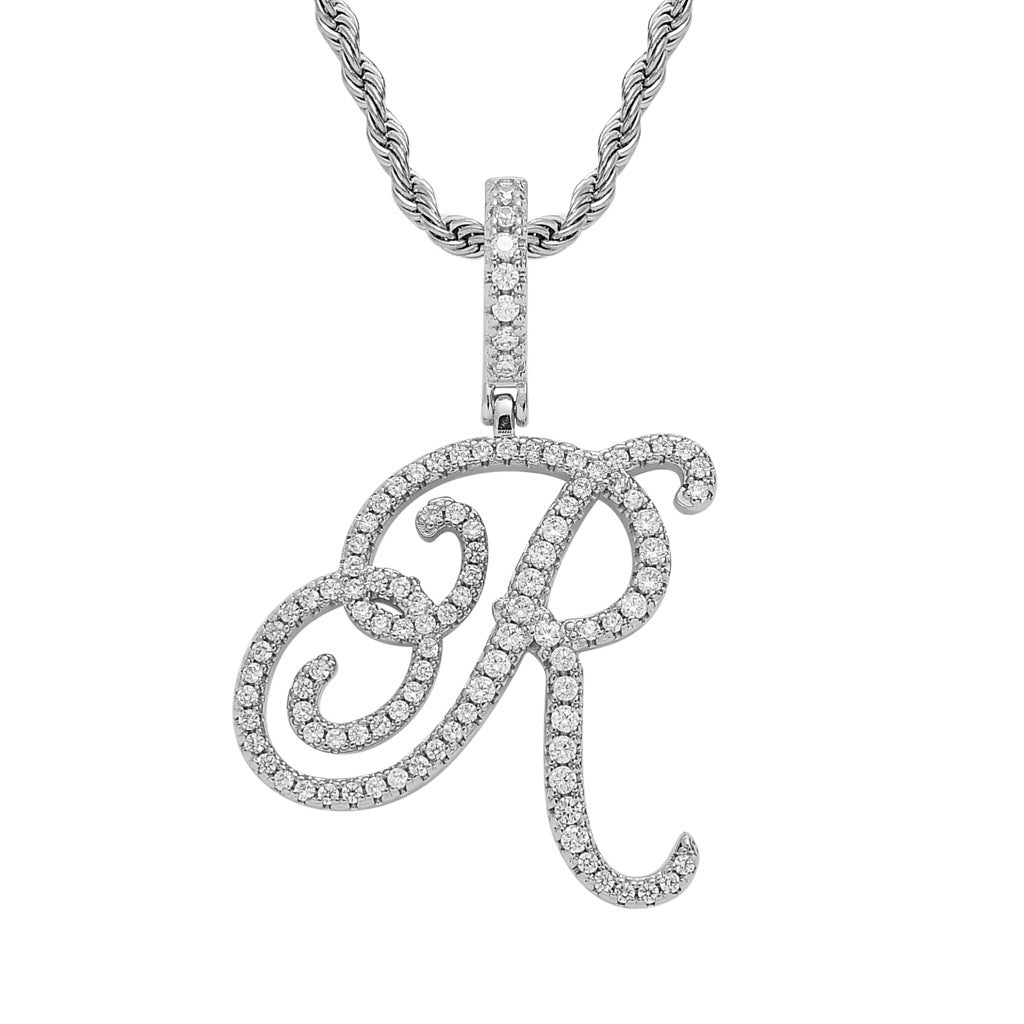 Hip Hop Letter Cubic Zirconia Pendant Necklace for Men and Women
