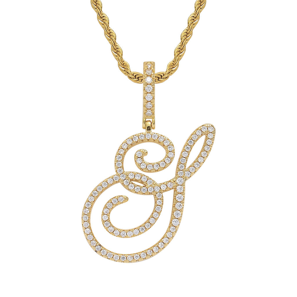 Hip Hop Letter Cubic Zirconia Pendant Necklace for Men and Women