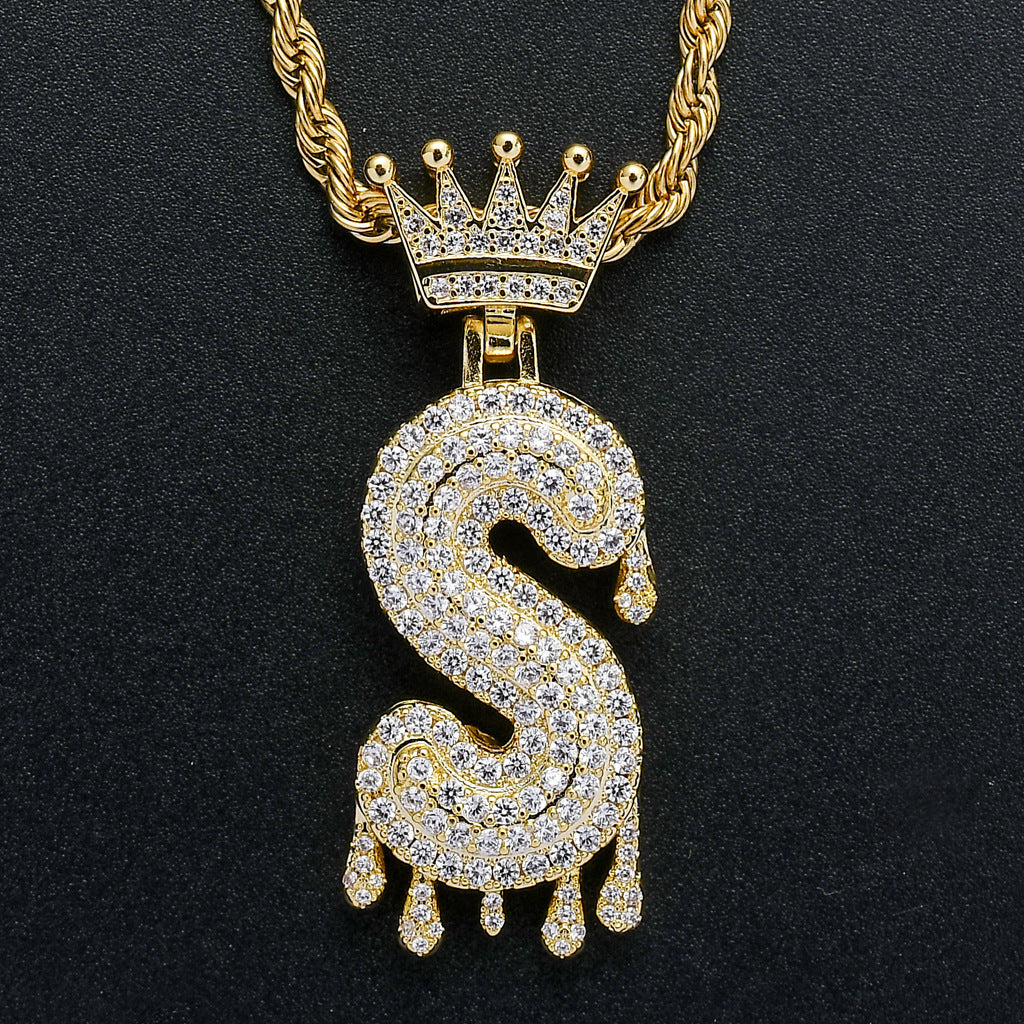 Hip Hop Four Leaf Clover Copper Pendant Necklace for Men and Women