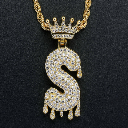 Hip Hop Four Leaf Clover Copper Pendant Necklace for Men and Women