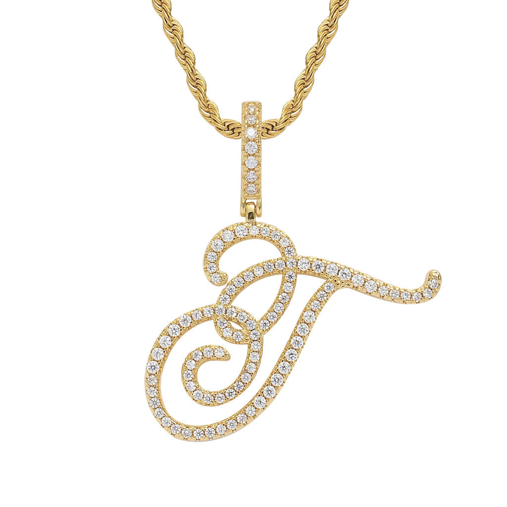 Hip Hop Letter Cubic Zirconia Pendant Necklace for Men and Women