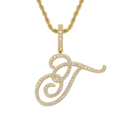 Hip Hop Letter Cubic Zirconia Pendant Necklace for Men and Women