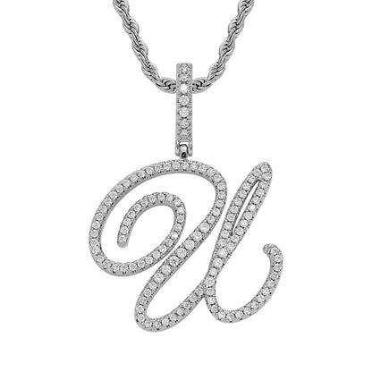 Hip Hop Letter Cubic Zirconia Pendant Necklace for Men and Women