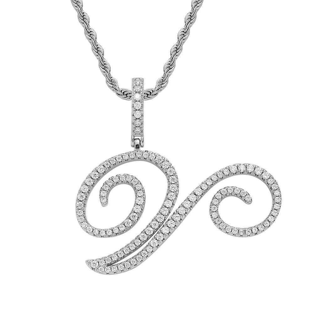 Hip Hop Letter Cubic Zirconia Pendant Necklace for Men and Women