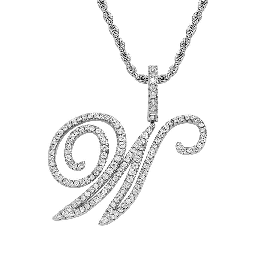 Hip Hop Letter Cubic Zirconia Pendant Necklace for Men and Women