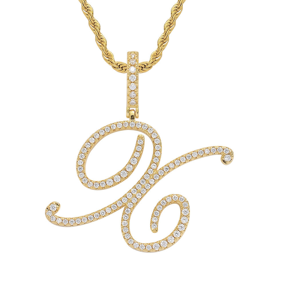 Hip Hop Letter Cubic Zirconia Pendant Necklace for Men and Women