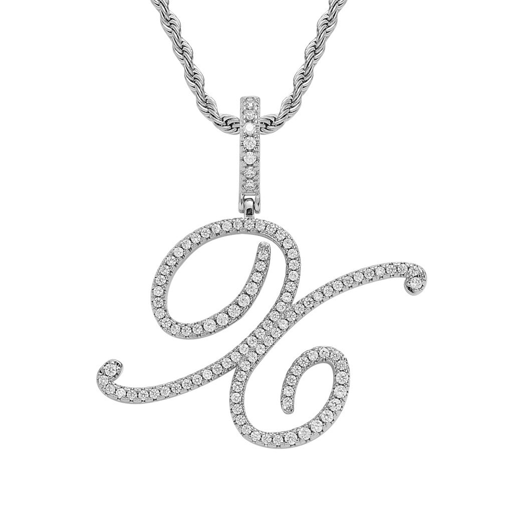 Hip Hop Letter Cubic Zirconia Pendant Necklace for Men and Women