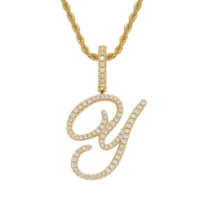 Hip Hop Letter Cubic Zirconia Pendant Necklace for Men and Women