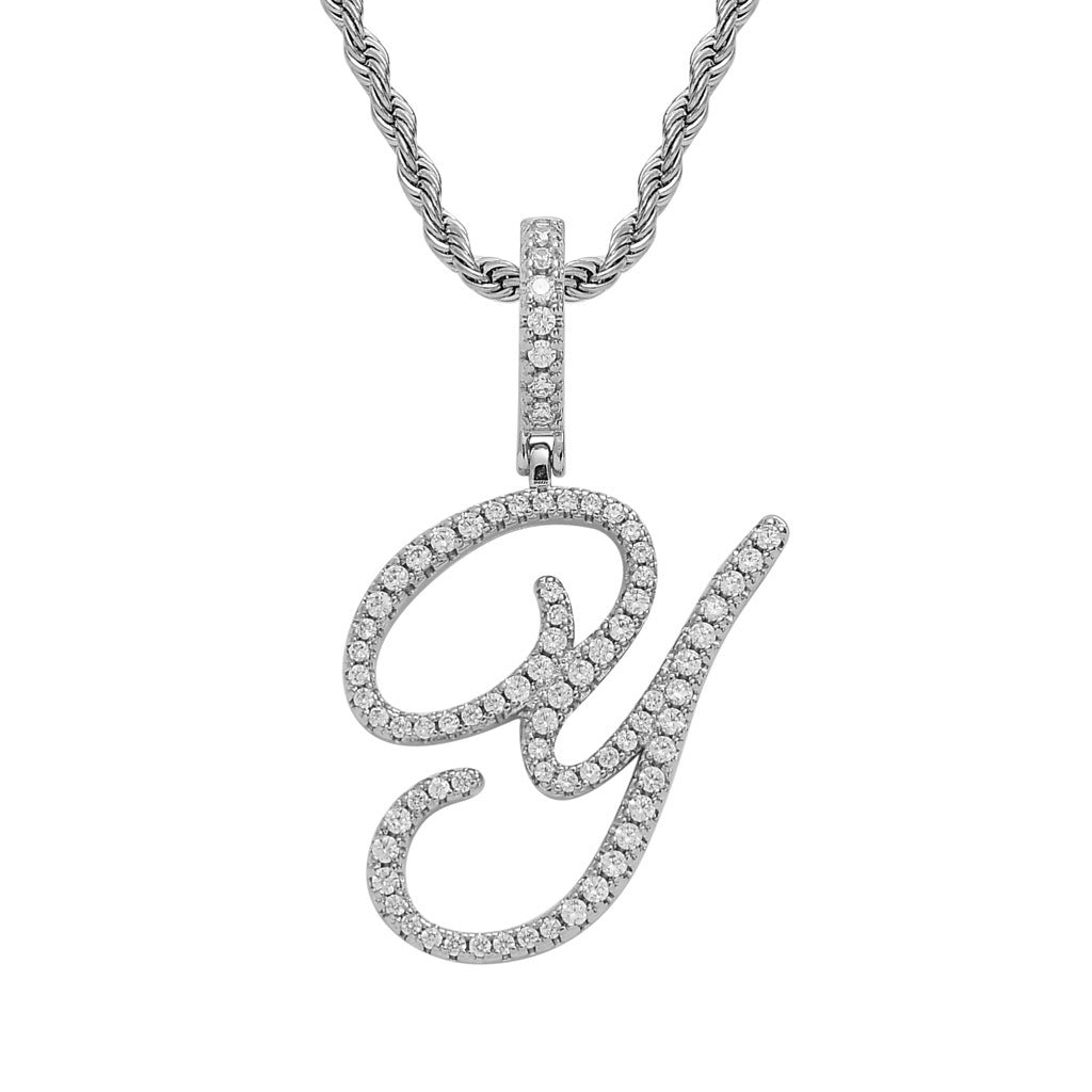 Hip Hop Letter Cubic Zirconia Pendant Necklace for Men and Women