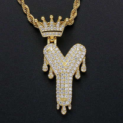 Hip Hop Four Leaf Clover Copper Pendant Necklace for Men and Women