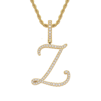 Hip Hop Letter Cubic Zirconia Pendant Necklace for Men and Women