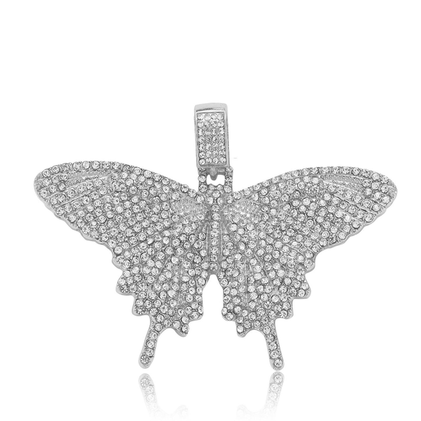 Hip Hop Butterfly Alloy Pendant Necklace for Men and Women