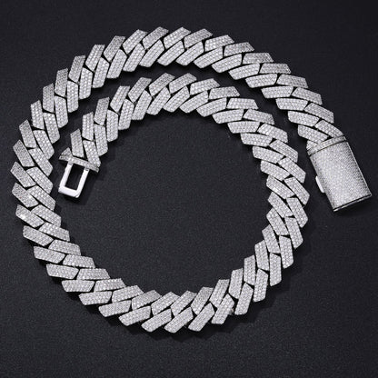 Iced Out Cuban Link Chain Bracelet & Necklace, Geometric Zircon Hip Hop Jewelry