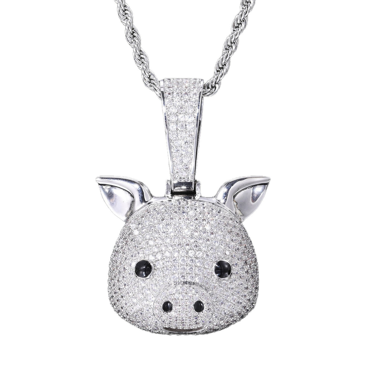 Iced Out Pig Pendant Necklace for Women and Men, Micro Pave Cubic Zirconia Hip Hop Chain product image