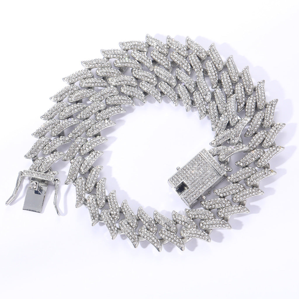 Hip Hop Cuban Link Thorn Spike Alloy Necklace for Men