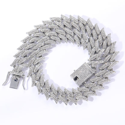 Hip Hop Cuban Link Thorn Spike Alloy Necklace for Men