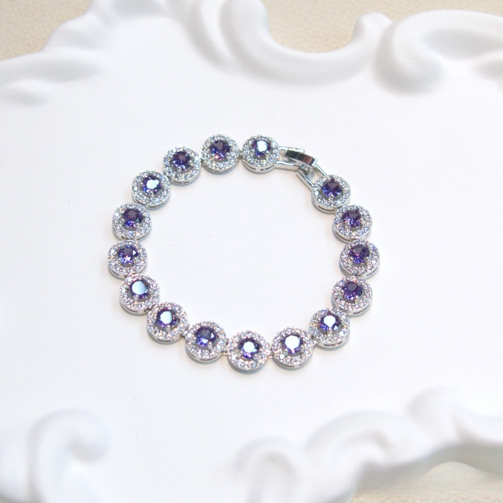 Round Halo Minimalist Bracelet for Women