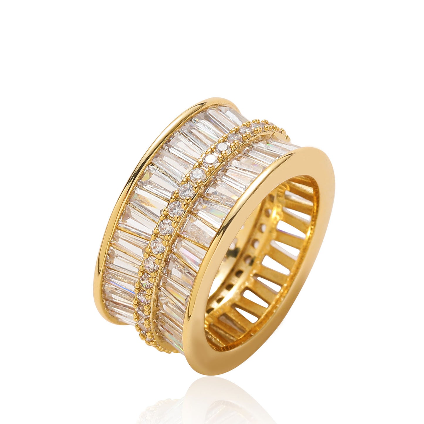 Hip Hop Light Luxury Square Cubic Zirconia Ring for Men