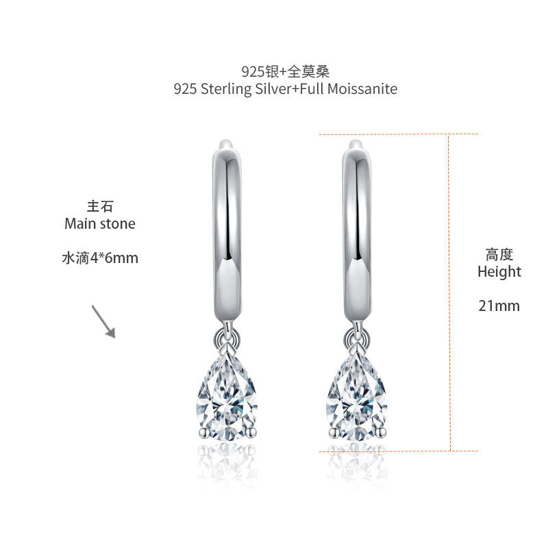 S925 Sterling Silver 18k Gold Plated Pear Cut Drop Earrings, Clear Crystal Dangle Earrings, Elegant Everyday Jewelry product image