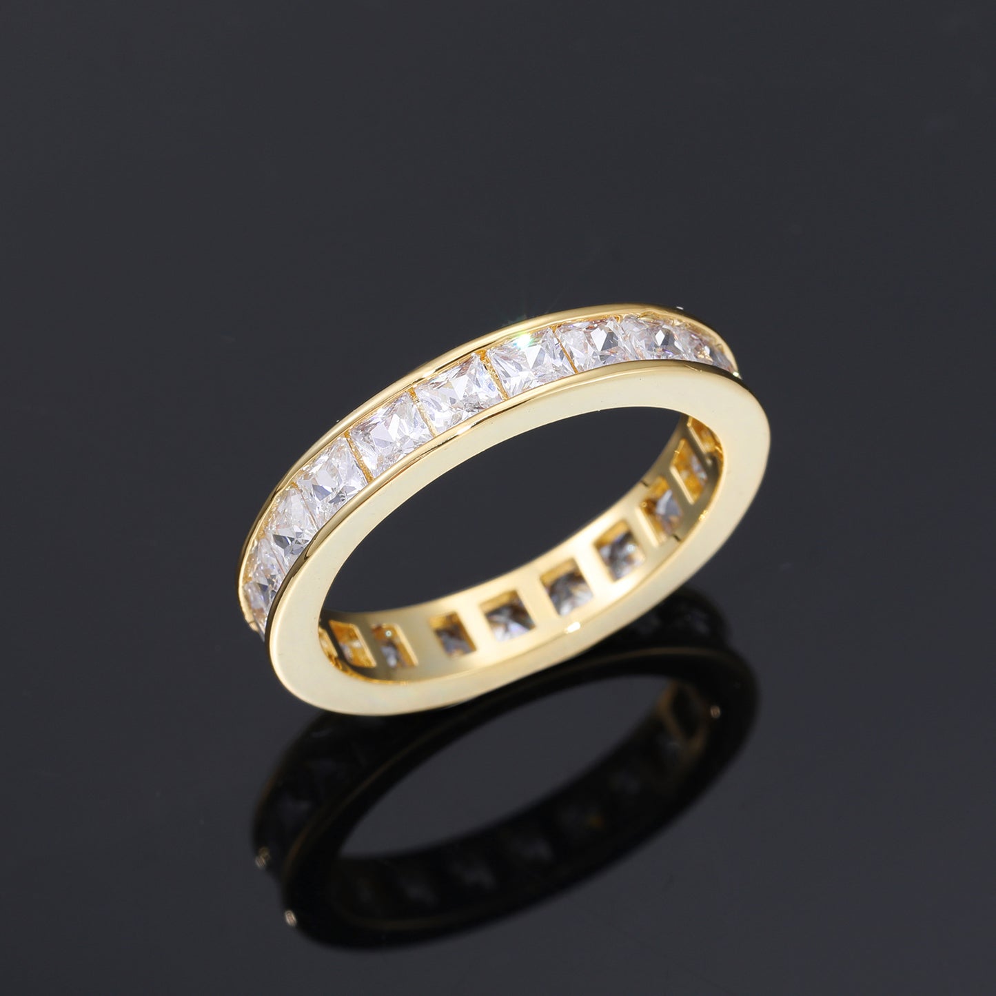 Iced Zircon Band Ring for Men and Women - Geometric Hip Hop Style Finger Ring, Sizes 7-10 product image