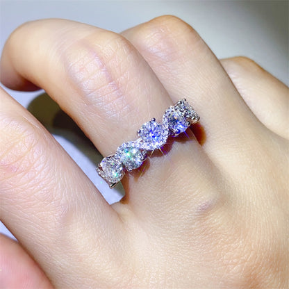 Oval Cut Row Ring for Women, U-Shape Band Stackable Statement Ring Sizes 9-18