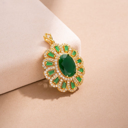 Exotic Ice Flower Oval Pendant Necklace for Women Elegant Statement Jewelry