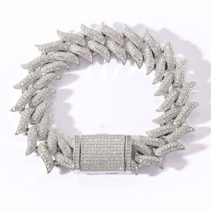 Hip Hop Punk Cuban Link Thorn Spike Copper Bracelet for Men