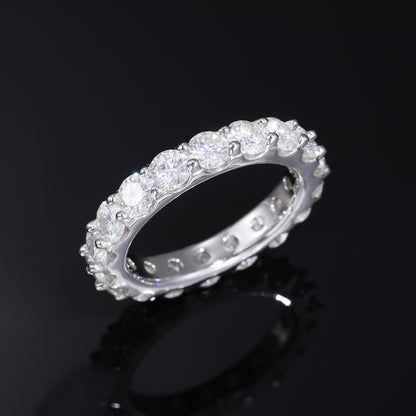 Moissanite Eternity Ring in 925 Silver, Round Stone Band, Unisex