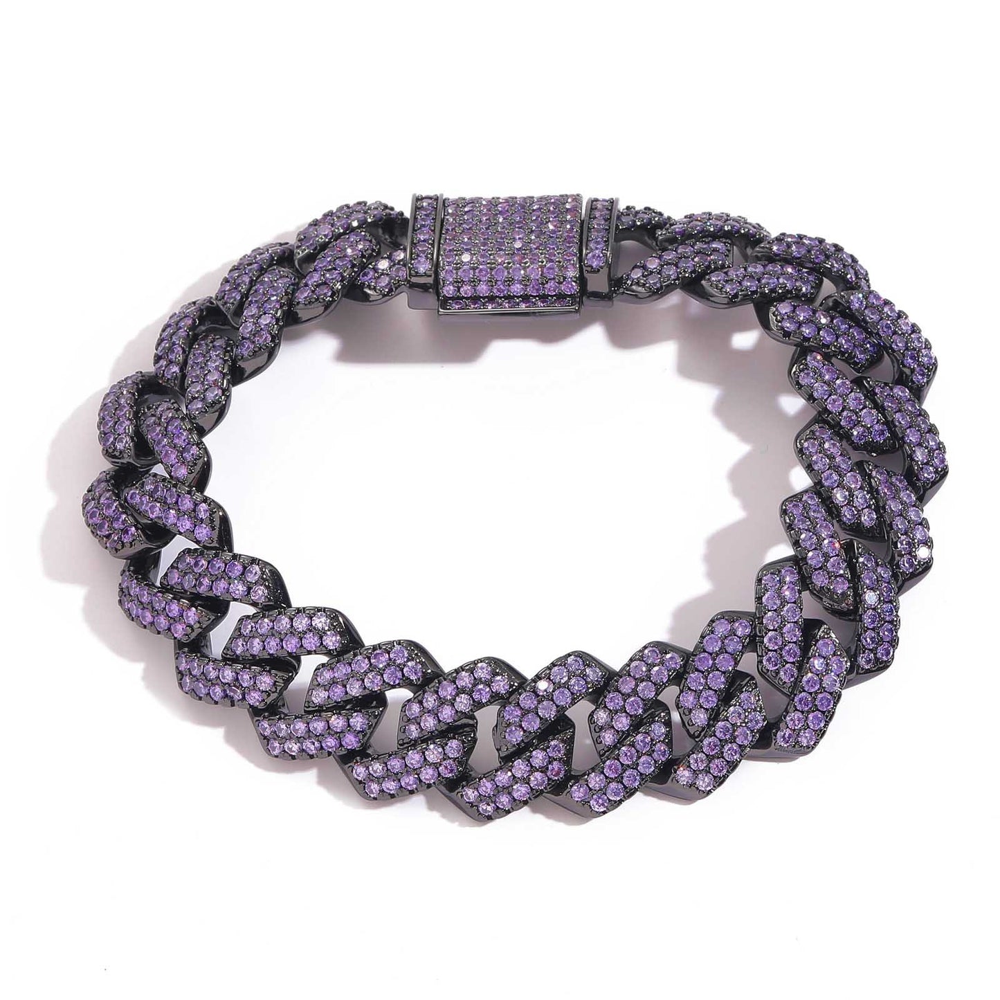Hip Hop Minimalist Diamond Shape Cuban Link Cubic Zirconia Bracelet for Men