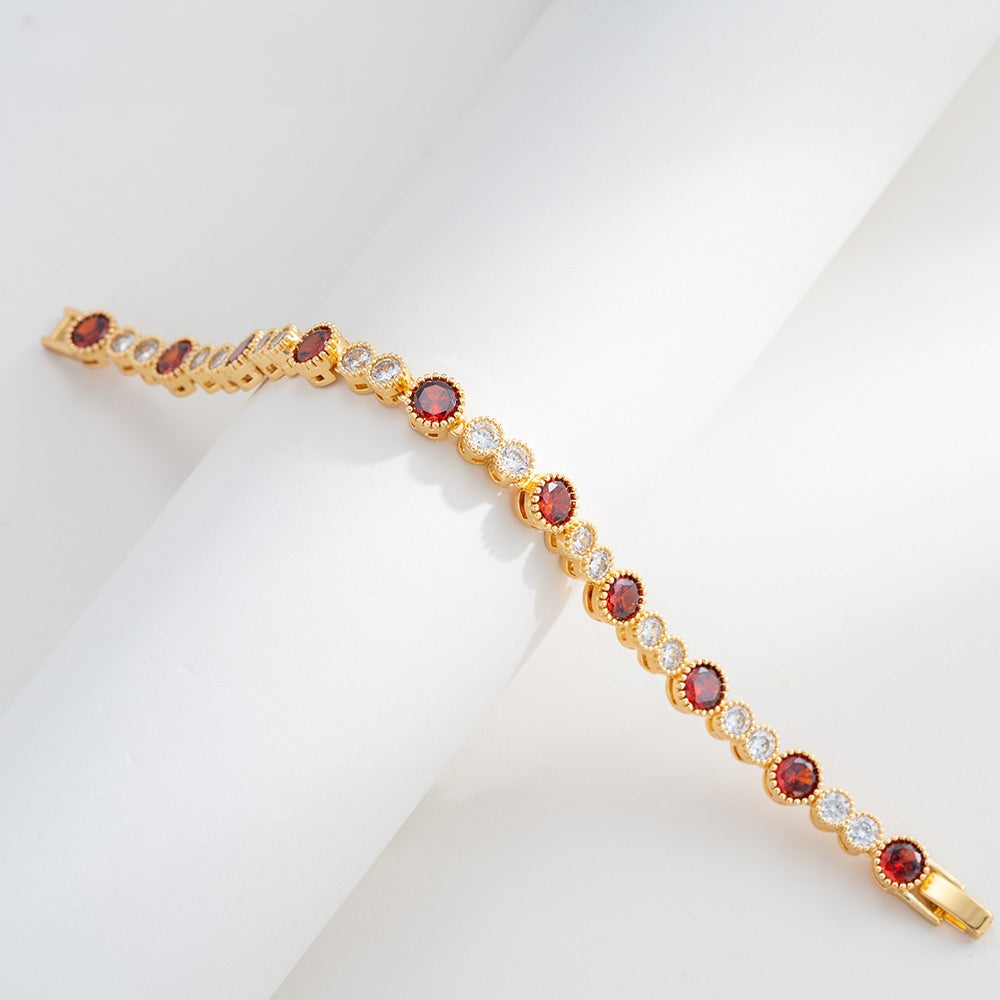 Elegant Round Crystal Gold Plated Bracelet for Women - Minimalist Aesthetic Statement Jewelry
