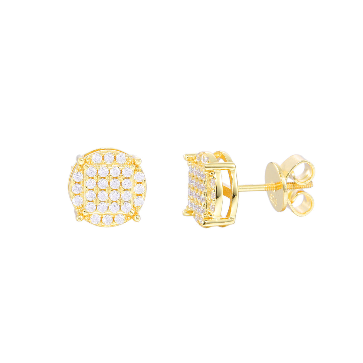 Geometric Pave Stud Earrings, Square Crystal Hip Hop Ear Studs, Unisex product image