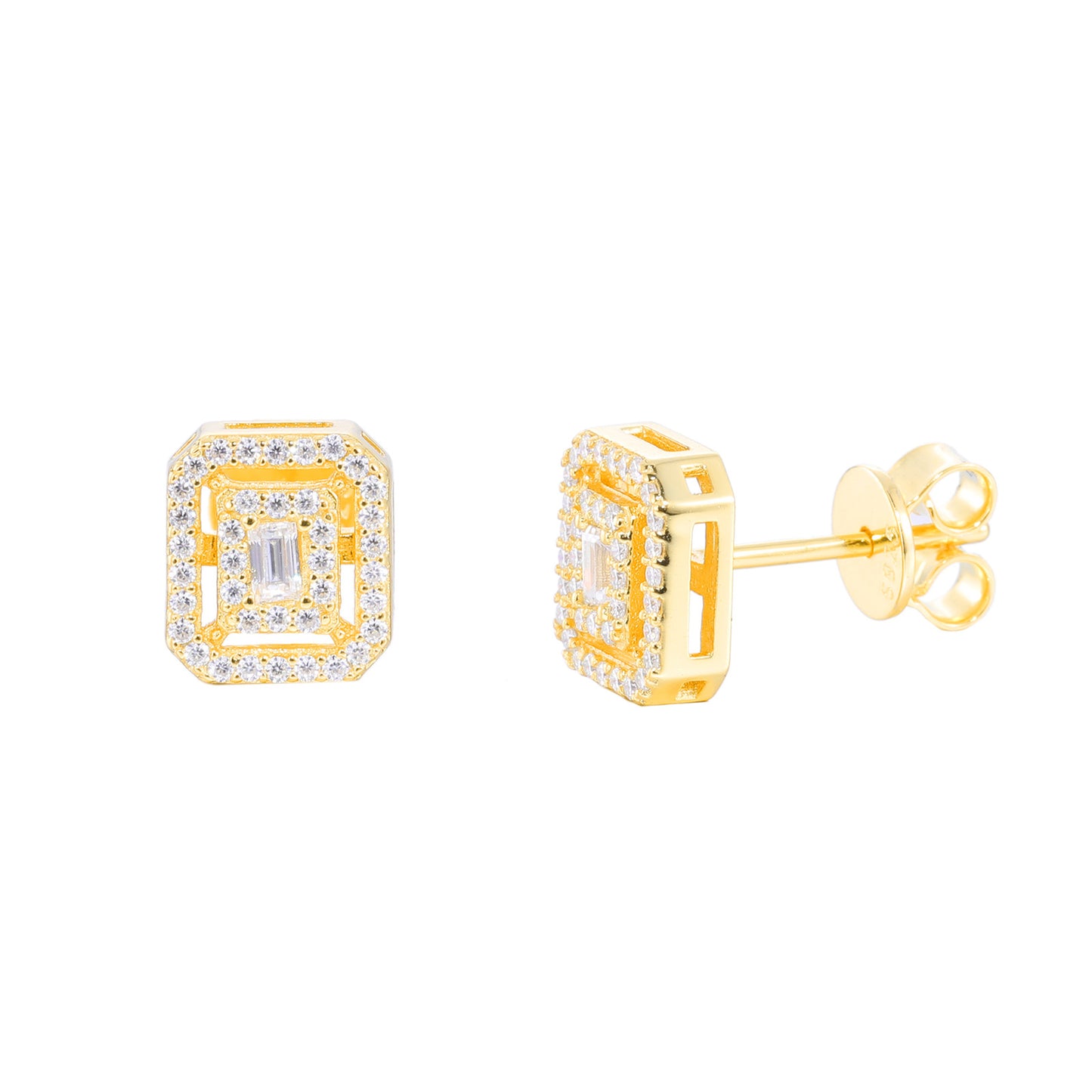 Moissanite Geometric Stud Earrings for Men and Women, Iced-Out Square Hip Hop Earrings product image