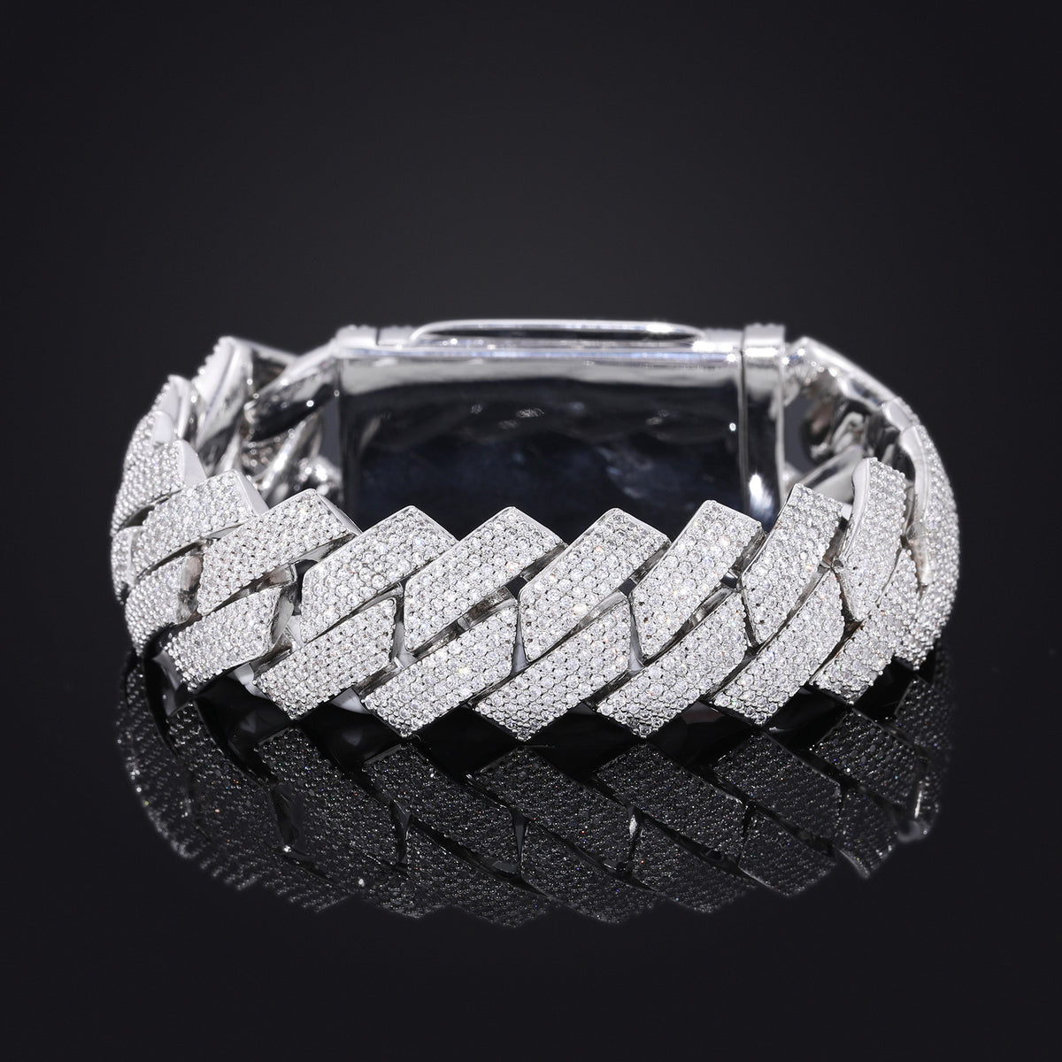 20mm Pavé Geometric Cuban Link Bracelet, Four-Row Zircon Bangle for Men and Women product image