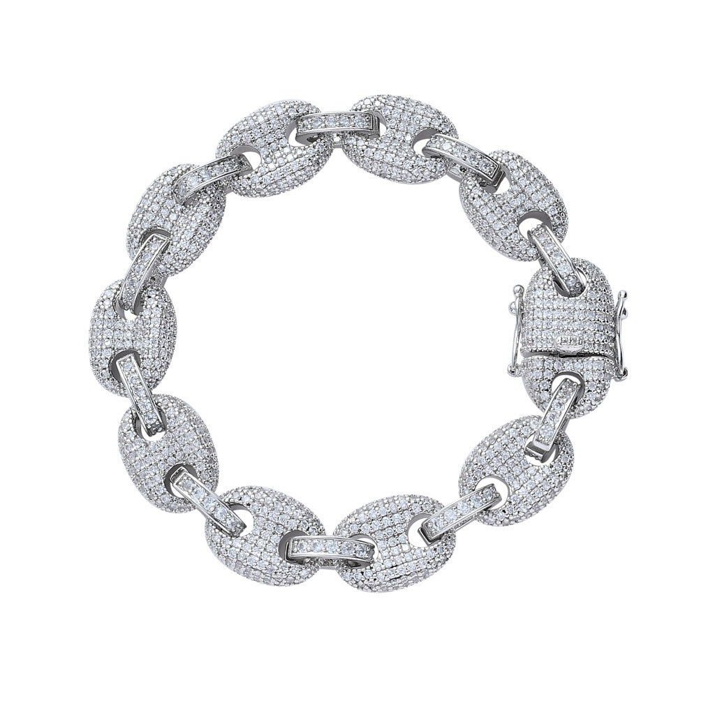 Hip Hop Light Luxury Heart Tennis Chain Cubic Zirconia Bracelet for Men and Women