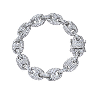 Hip Hop Light Luxury Heart Tennis Chain Cubic Zirconia Bracelet for Men and Women