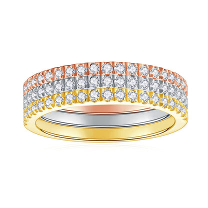 Moissanite Stackable Eternity Ring for Women, S925 Silver 18K Gold Color Band