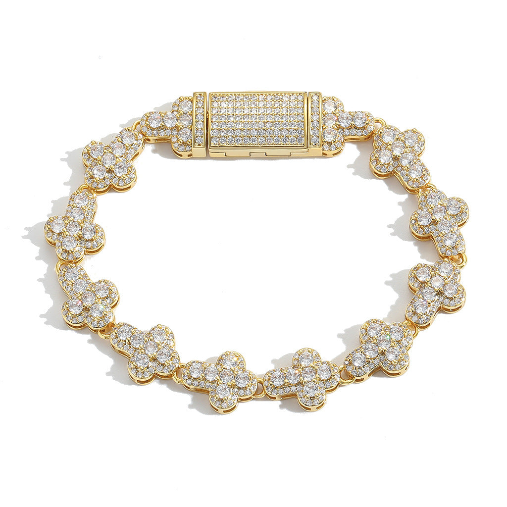 Hip Hop Light Luxury Fashion Cubic Zirconia Bracelet for Men and Women