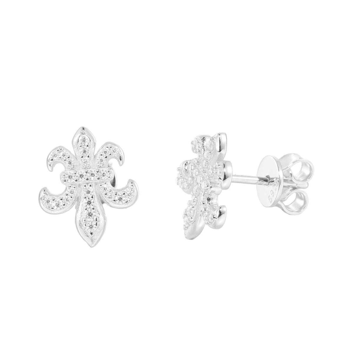 Moissanite Iris Flower Stud Earrings, S925 Sterling Silver, Unisex product image