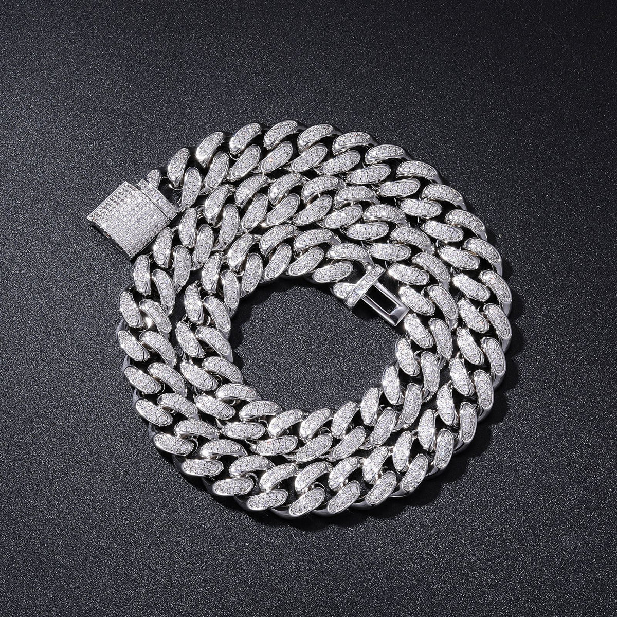 12mm Cubic Zirconia Cuban Link Chain Necklace Bracelet product image